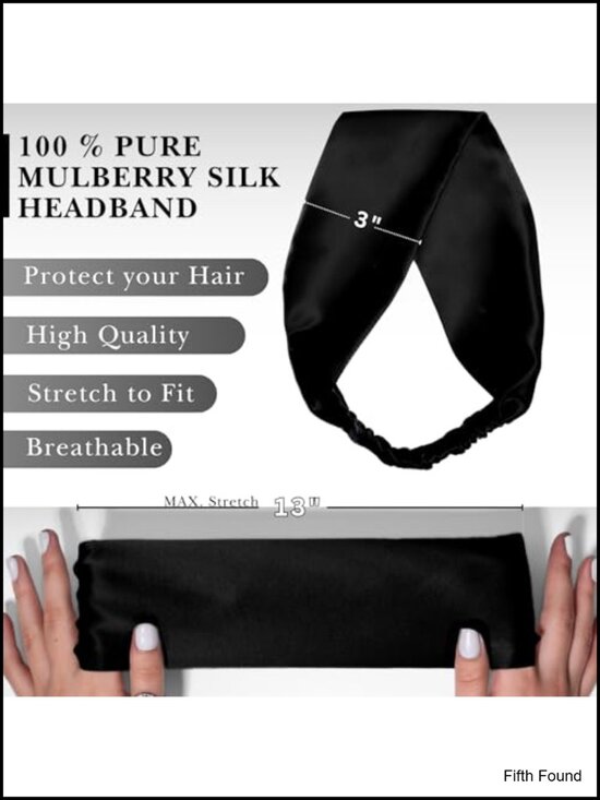 100% Mulberry Silk Headband - Elastic Flat Hair Wrap Accessory for Women main image 4